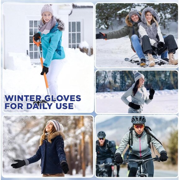 Women's Black Winter Warm Touchscreen Windproof Girls Winter Using Gifts Gloves - Picture 6 of 7